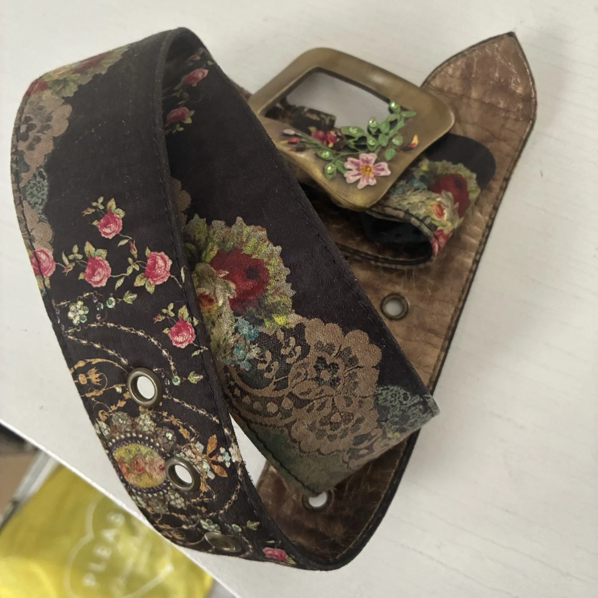 Michal Negrin Rhinestone Velvet Belt Beautiful Belt With Buckle Studded With Colored Crystals By  main image 2