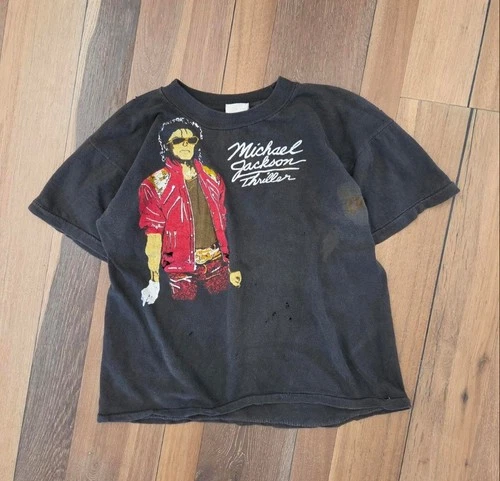 80s Michael Jackson Thriller Promo Shirt Black Tour 1980s vintage concert t-shirt, vintage, size S, single stitch, B+ condition