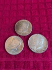 1964 Kennedy Half Dollars, 90% Silver, Circulated, Lot of 3