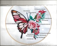 REDUCED AGAIN  Pink Floral Butterfly Crewel Embroidery Kit