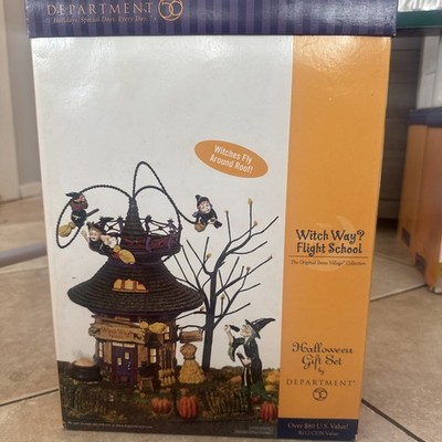 Department 56 Witch Way? Flight School Halloween gift set tested complete 
