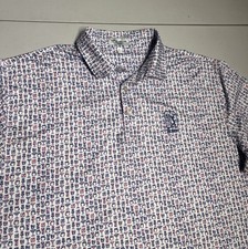 Peter Millar Shirt Men's Large Drinks Print TPC Boston Summer Comfort Golf Polo