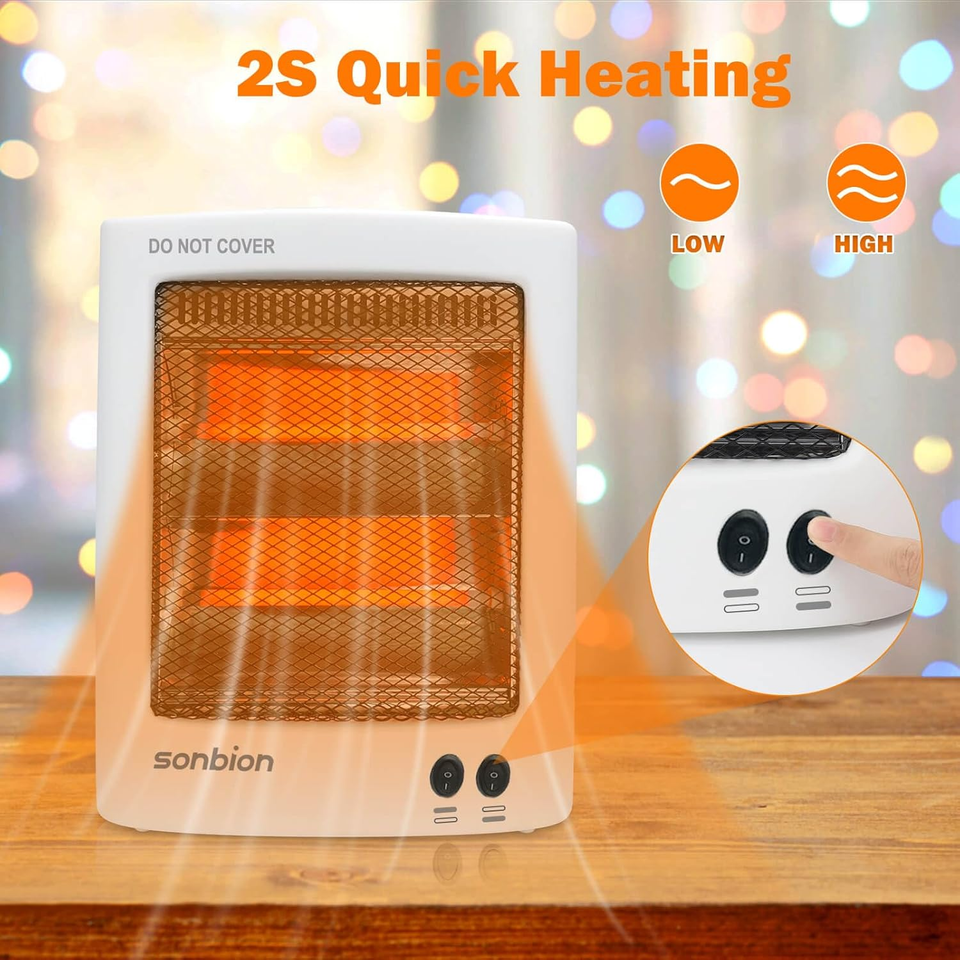 Infrared Heater, Radiant Heater with Two Heat Settings, Portable