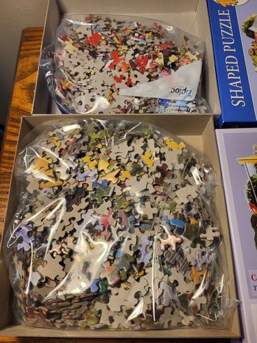 BITS & PIECES CAMPING TRIP BARN SALE SHAPED 750 PC JIGSAW PUZZLE LOT COMPLETE - Picture 2 of 4