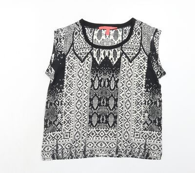 Mango Damen T-Shirt schwarz Polyestermischung Größe L