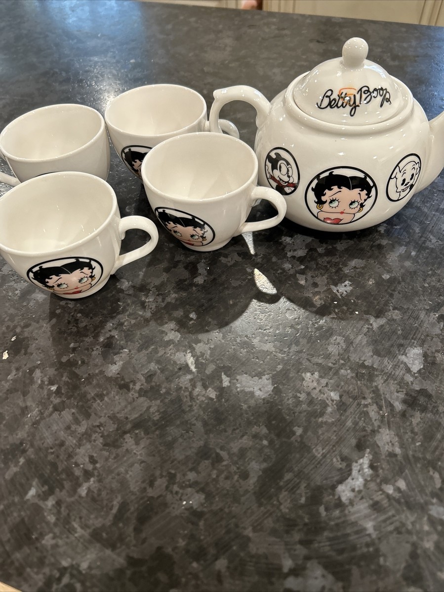 Betty Boop ティーポット 6ピース セット ミニチュア 陶器1995年 Betty Boop ティーポット 6ピース セット ミニチュア 陶器1995年
