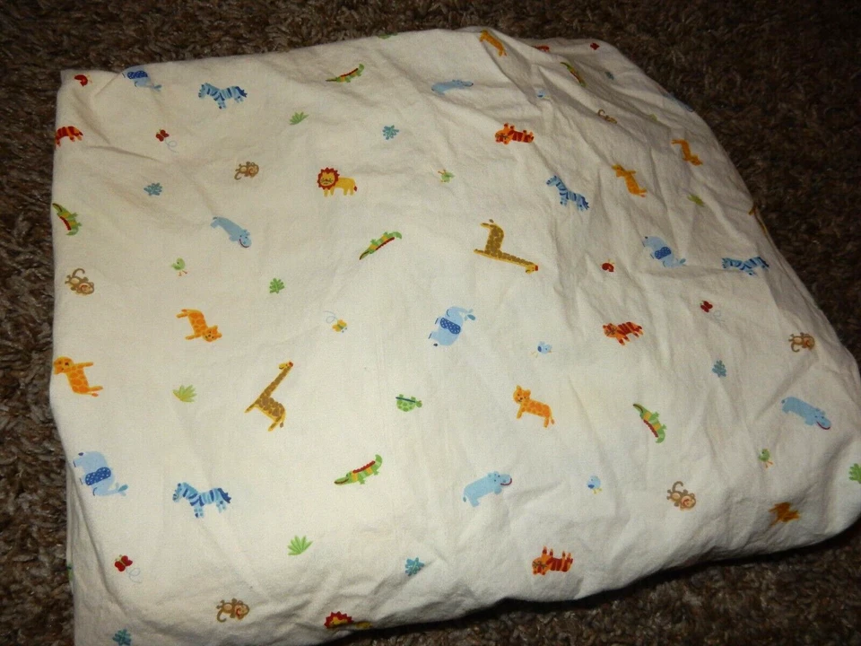 1H LN 复古 CARTER'S Safari 丛林动物园野生动物贴合婴儿床床单大象 — 第 3/4 张图片