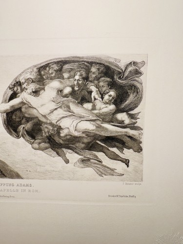 Miguel Ángel Buonarroti Capilla Sixtina Adam Antiguo grabado en acero 1868 - Imagen 7 de 10