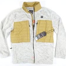 BILLABONG STAY WARM GRAY BROWN MEDIUM FLEECE GLACIER ZIP JACKET SWEATER DEFECT