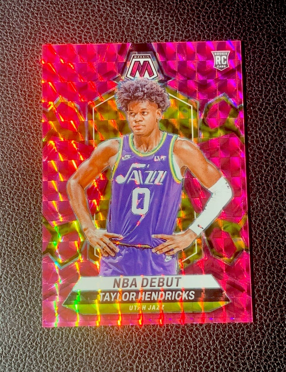 2023-24 Panini Mosaic Pink Mosaic #261 Taylor Hendricks Rookie Jazz 28/149