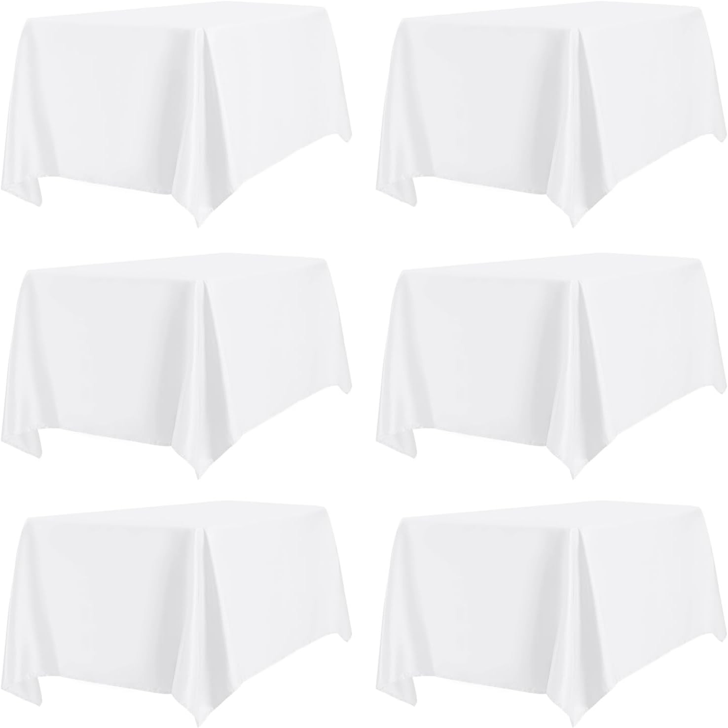 6 Pack White Table Cloths 60 X 102 Inch, Stain and Wrinkle Resistant Table Linen