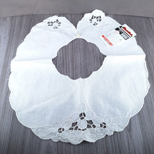 Vintage Shanghai Hand Embroidered Drawn Work Cotton Collar Collectible Accessory