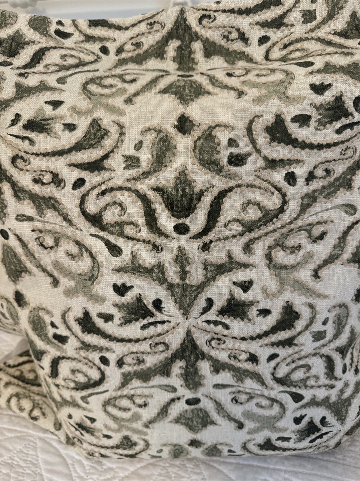 Pottery Barn Reilley embroidered pillow cover 22 x 22 Sage Green