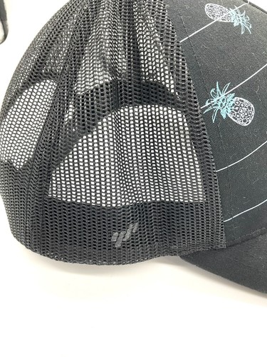 Travis Mathew Pineapples Print Snapback Trucker Mesh Golf Hat Cap Black - Picture 15 of 15
