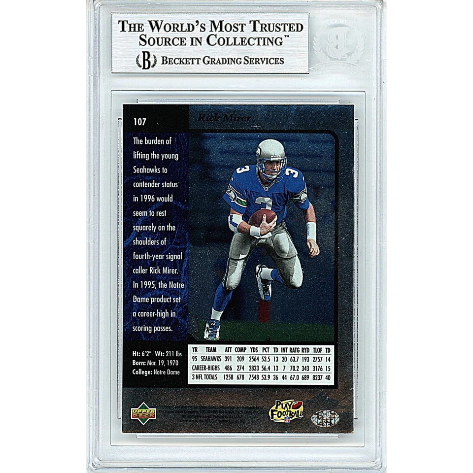 Rick Mirer Signed 1996 Upper Deck SP #107 Beckett BAS Slabbed Seahawks NFL Auto - Image 2 of 4