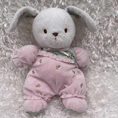 Carters Bunny Rabbit Shabby Roses Pink Plush Rattle Soft Toy 9