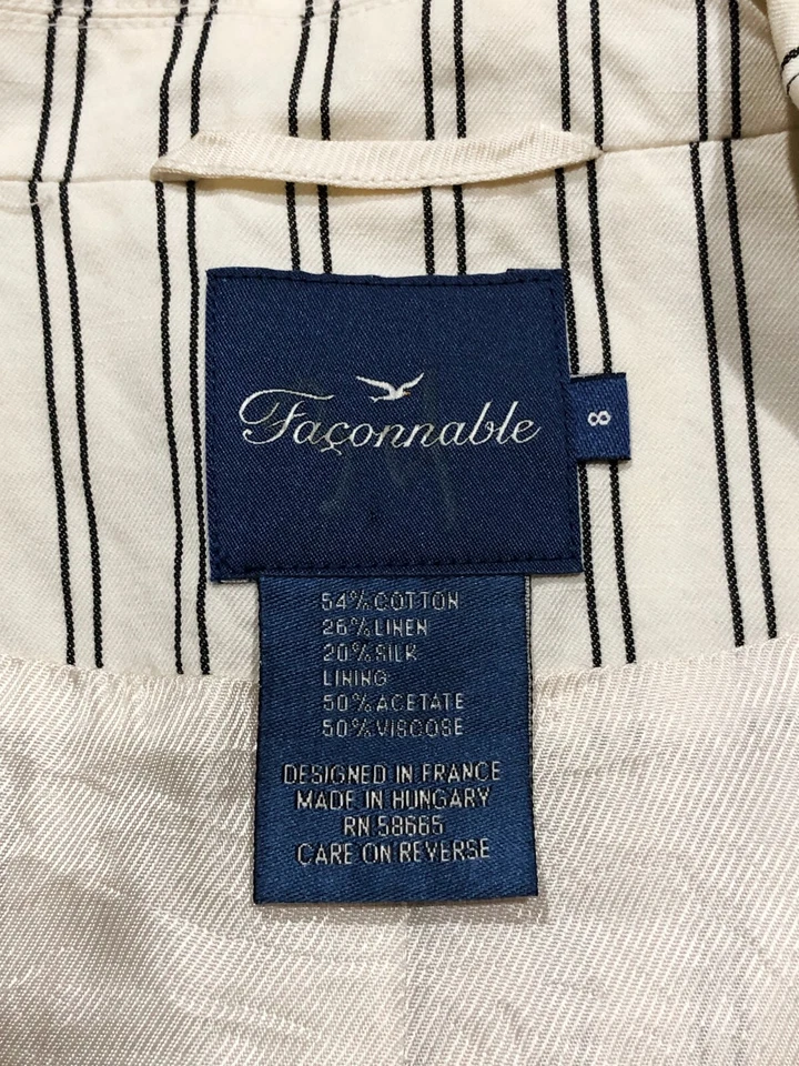 Блейзер женский Faconnable размер 8 светло-бежевый с черной полосой - Изображение 2 из 4