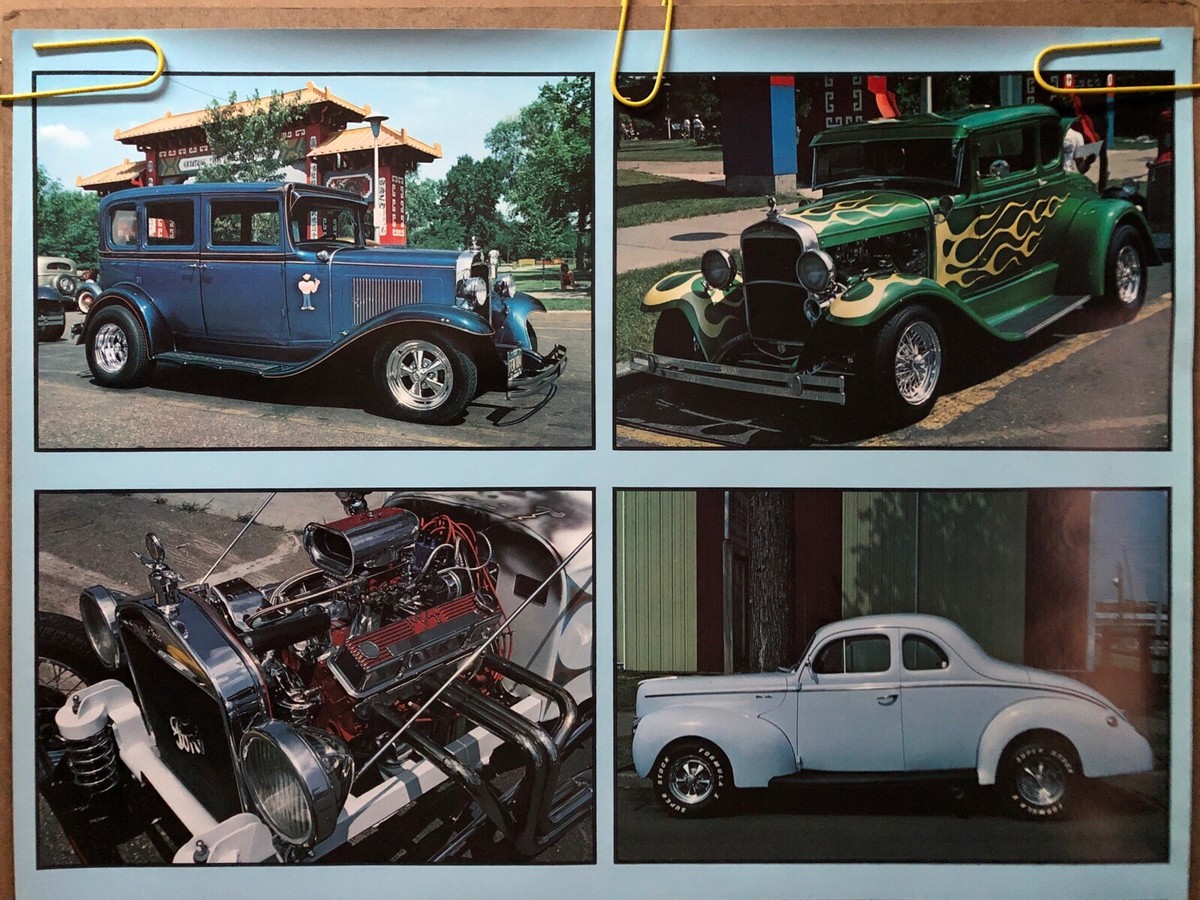 Original Vintage Poster custom car collage hot rods car show pinup