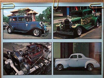 Original Vintage Poster custom car collage hot rods car show pinup
