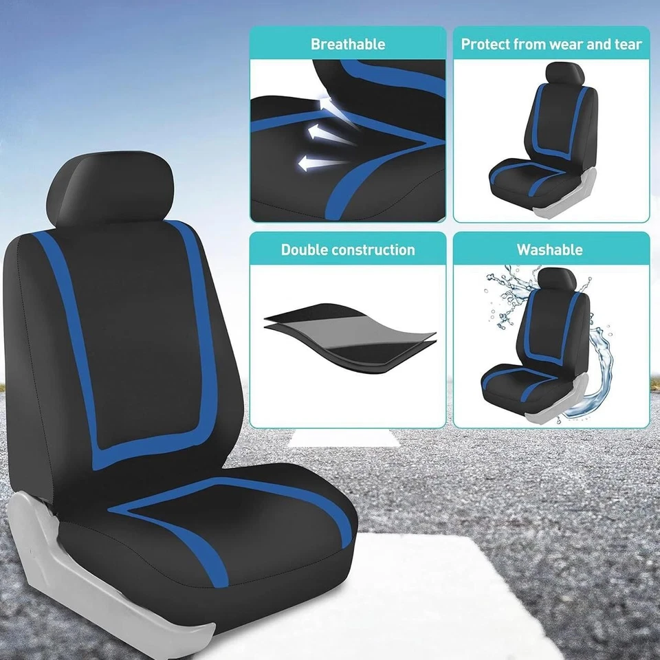 For All Jeep Car Seat Cover Blue Lines High Quality Breathable Washable - Image 4 of 4