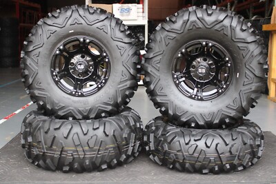 MULE SX 27'' BIGHORN RADIAL ATV TIRE VIPER BLK WHEEL KIT KAW1CA M917 M918 