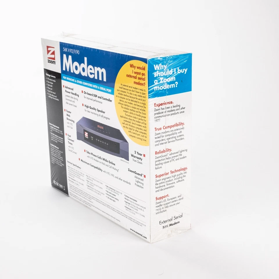 Zoom Model 3049 56K V.90 V.92 External Serial Modem - New/Sealed Box - Image 3 of 4