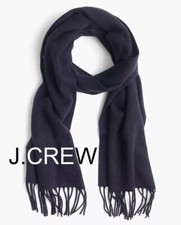 J.CREW cashmere scarf navy blue solid dark muffler wrap pure 100 gift new NWT