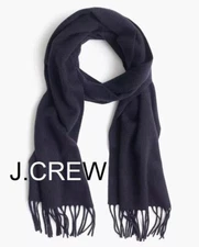 J.CREW cashmere scarf navy blue solid dark muffler wrap pure 100% gift new NWT