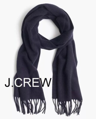 J.CREW cashmere scarf navy blue solid dark muffler wrap pure 100