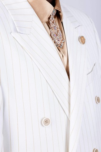 Barabas Men's Pinstripe Pattern Double-Breasted Peak Lapel Suit 5SU39 - Picture 17 of 64