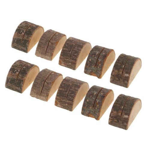 10Pcs Rustic Wood Table Number Menu Place Card Holder Note Stand Decoration - Afbeelding 1 van 11