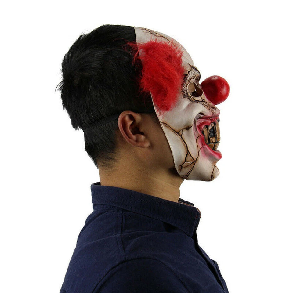 New Scary Clown Evil Creepy Adult Costume Full Face Horror Latex Mask Halloween - Image 3 of 4
