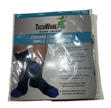 TechWare Pro Compression Ankle/Foot Socks Black/Blue Size M~ UNISEX