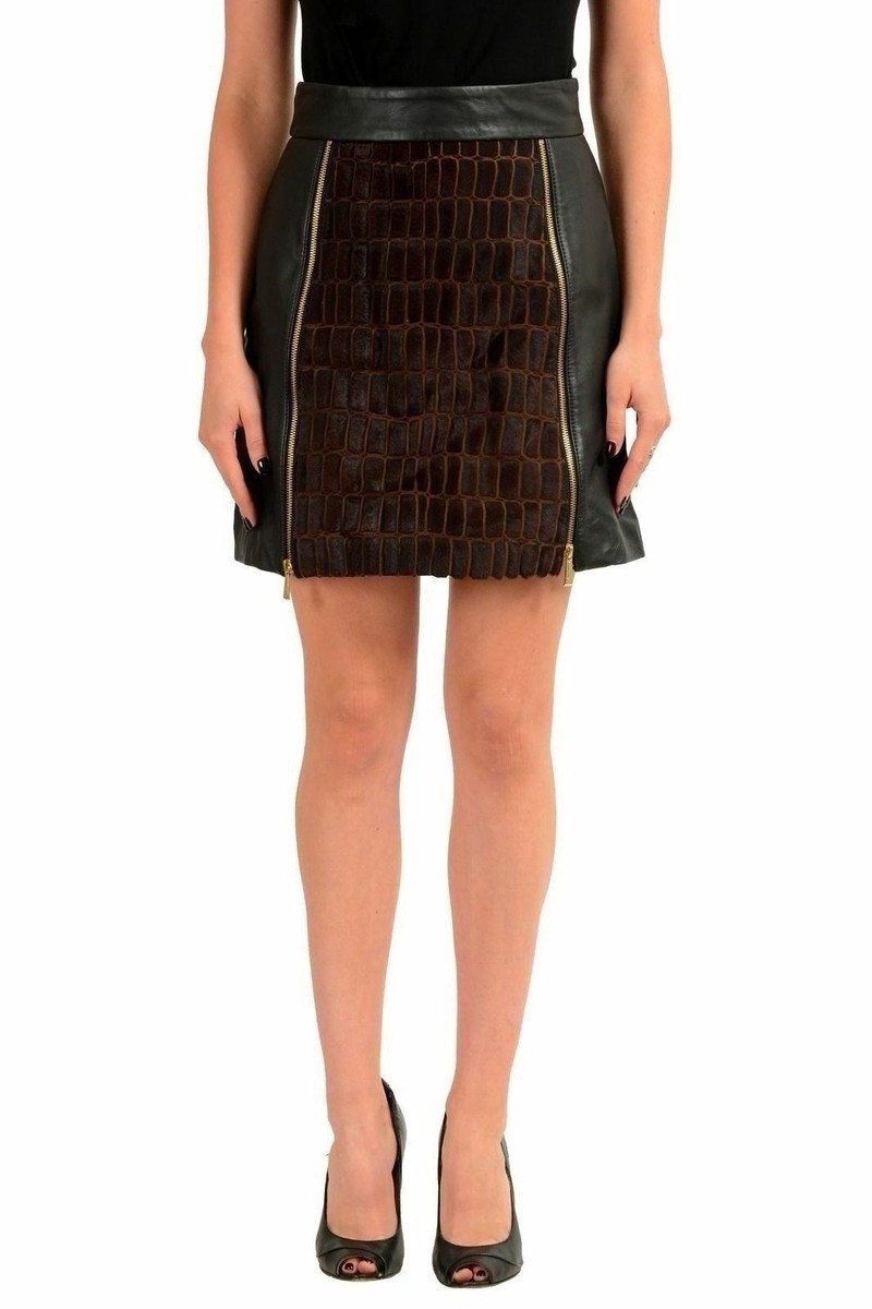 Just Cavalli Women's Leather Pony Hair Mini Skirt US 4 IT 40 | eBay