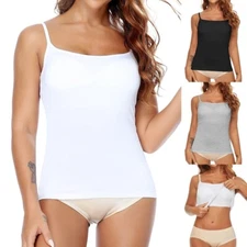 Women Tank Top Adjustable Strap Camisole with Built in Padded Bra Casual Vest US