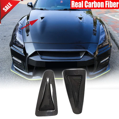 For Nissan GTR R35 2008-20 Real Carbon Bonnet Hood Vent Scoops Air Intake Ducts - Foto 1 di 9