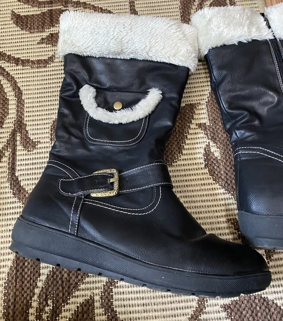 Reneeze Fur Lined Boots Size Women s 10 Black or a very dark brown