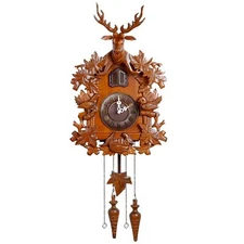 Kendal Cuckoo Clock Handcrafted Solid Wood w/ Night Silencer & Antler Decoration