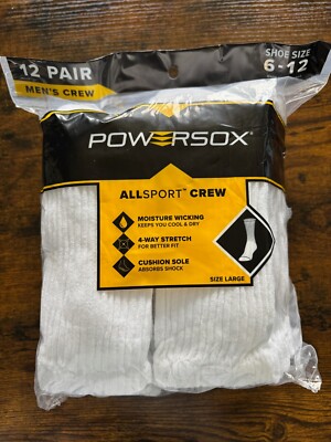 Powersox Calze Uomo Crew 12 Paia Nero Taglia Large 6-12 - Foto 2