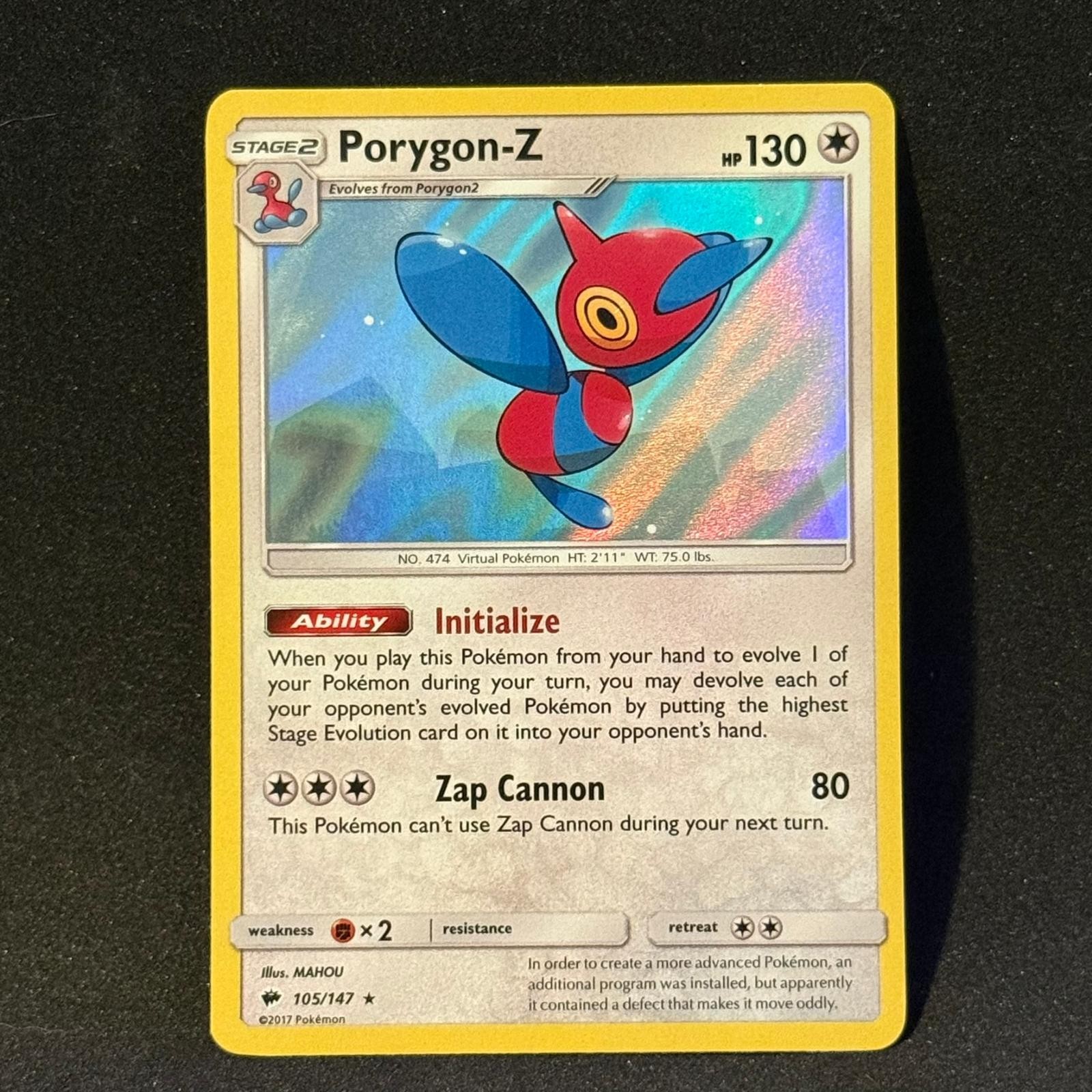Porygon-Z 105/147 Rare Burning Shadows Pokemon Reverse Holo Near Mint