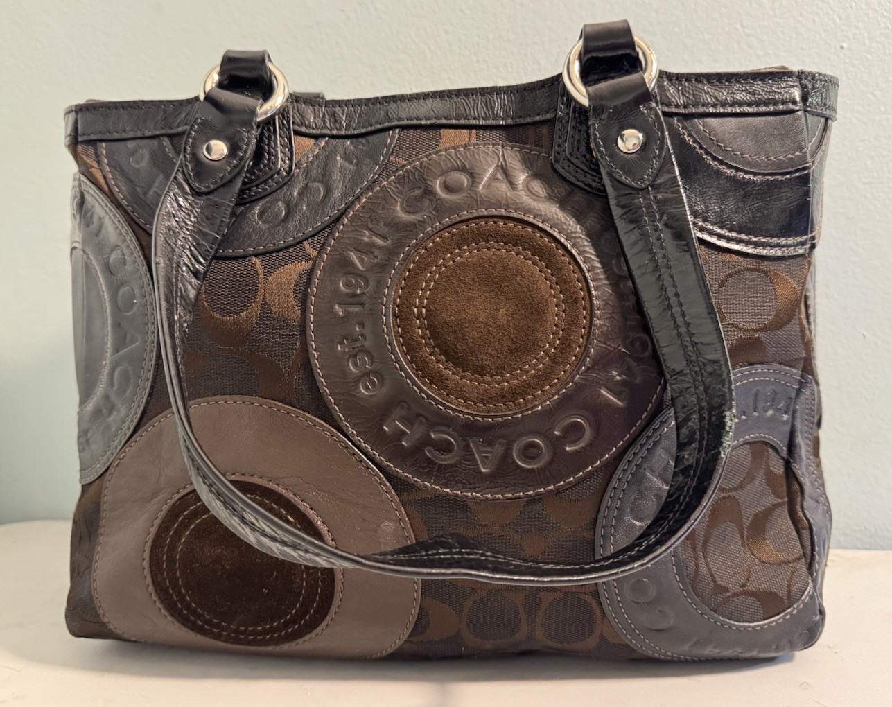 COACH Vintage Circle Patchwork Tote Shoulder Hand… - image 5