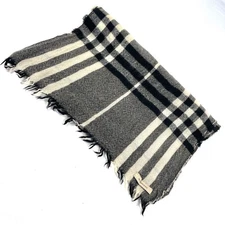 Burberry Scarf Check Black Beige 66.1in x 14.6in Good Condition