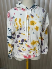 Jenni by Jennifer Moore Hooded Sweatshirt Pajama Top S Cozy Lounge PJs Tie Dye