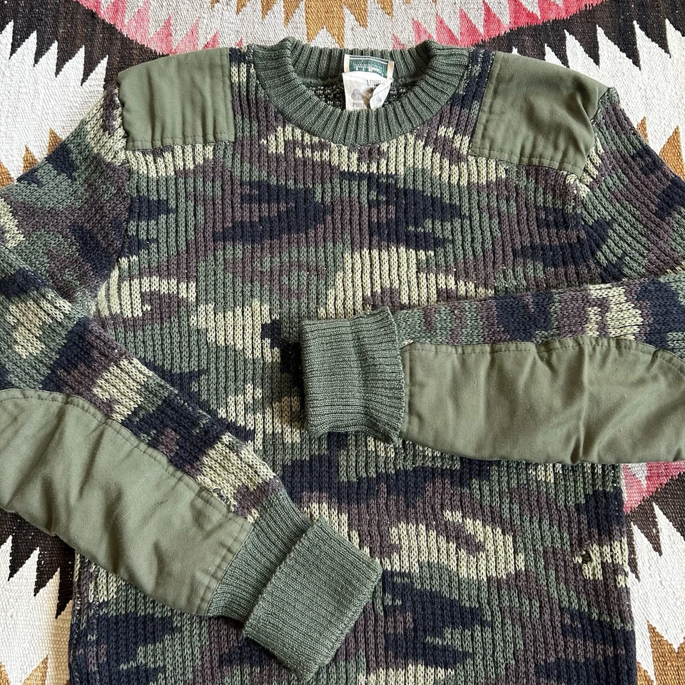 Suéter de lana LL Bean Commando vintage años 70 80 talla M/L - camuflaje Foto 3 de 4