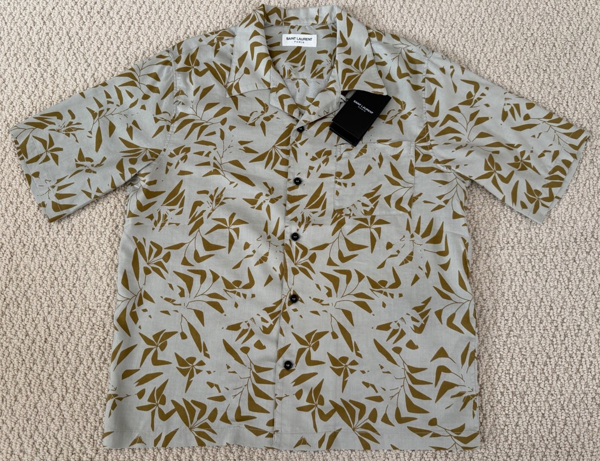 パームツリー Saint Laurent SAINT NWT Down Button Hawaiian Print 