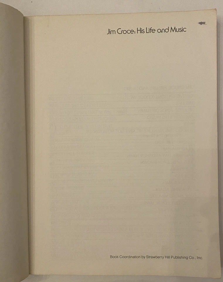 Cancionero Jim Croce 1974 su vida y música con recuerdos personales de amigos Foto 4 de 4