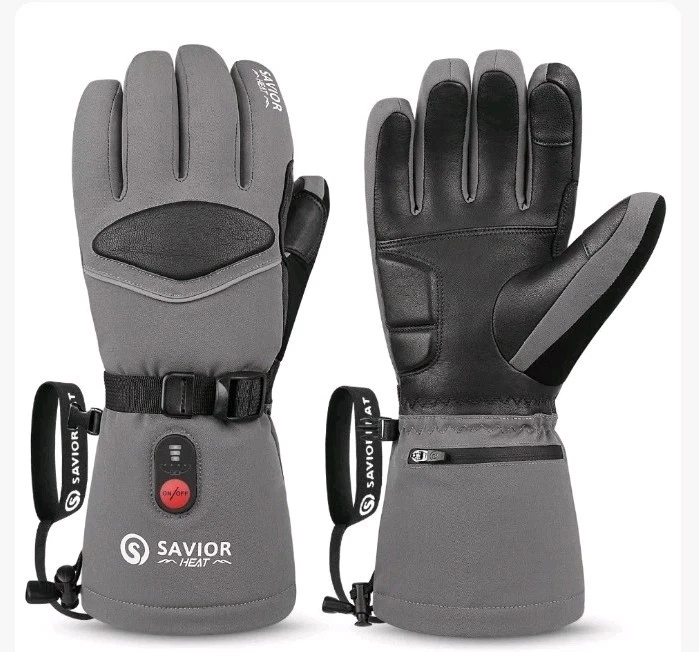 Savior Heated Gloves Rechargeable Battery Ski Gloves Leather Waterproof Unisex L