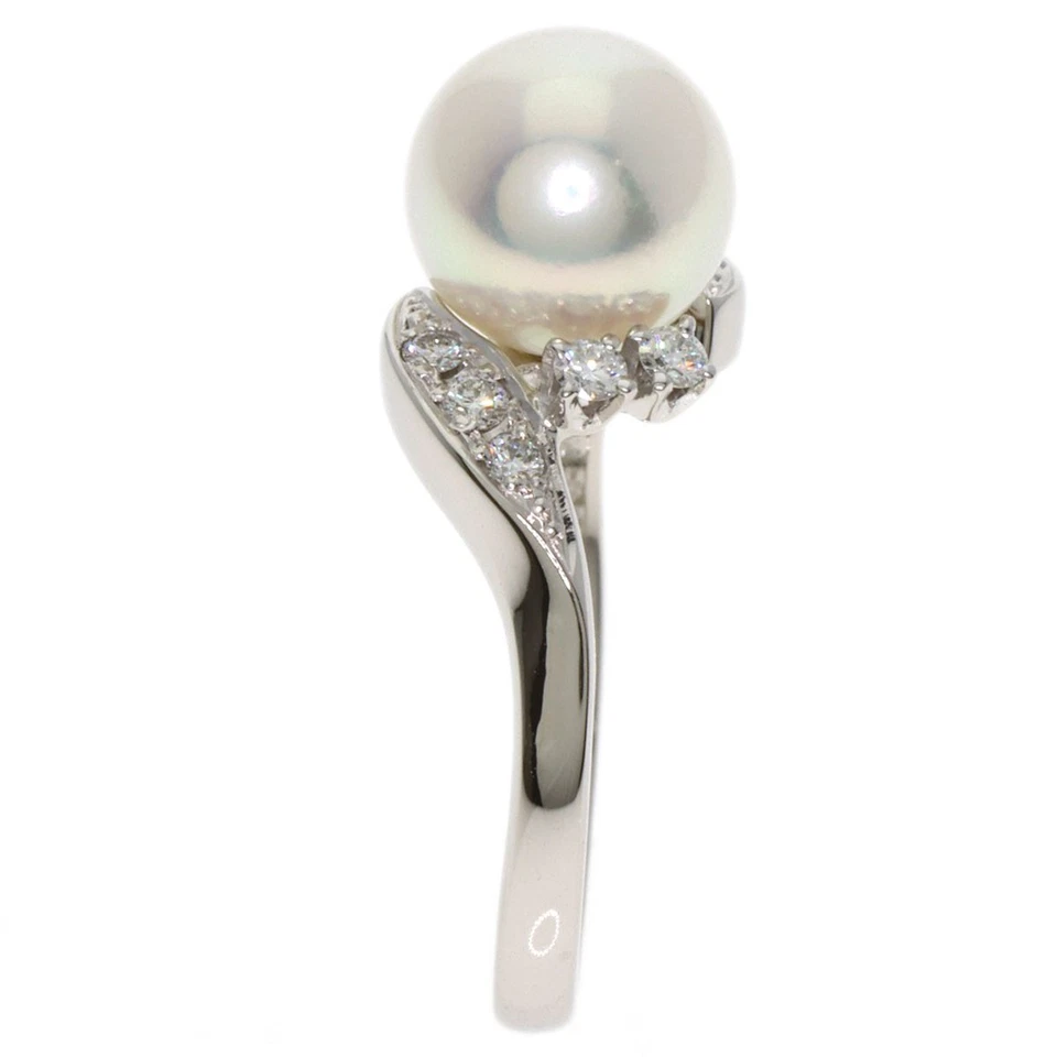 Anillo MIKIMOTO Perla Akoya Diamante Platino PT950 Damas [Usado] Foto 3 de 4