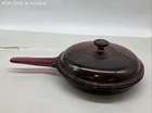 Corning Vision Cranberry Glass Skillet 10 Inch with Pyrex Lid Vintage