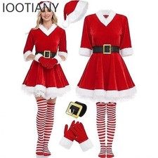IOOTIANY Fashion Women's Half Sleeve Red Dress Santa Claus Christmas Costume